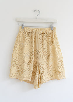 Lace Shorts- Vintage Lace-Beige Feather