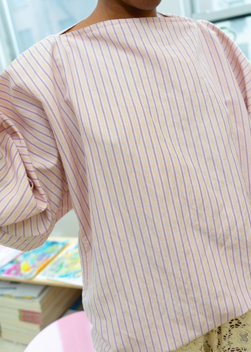 Tomi Top- Silk Linen Pink Stripe