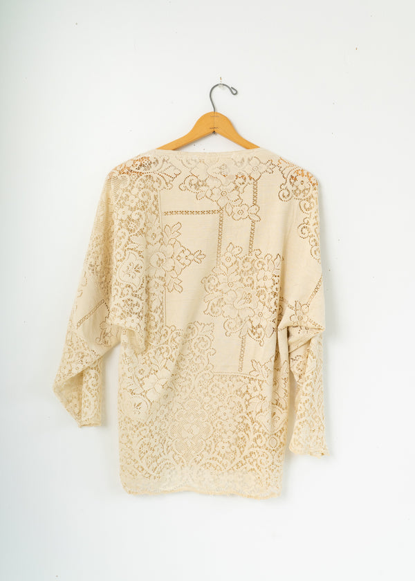 Vintage Lace Tomi Top- boarder peony off white