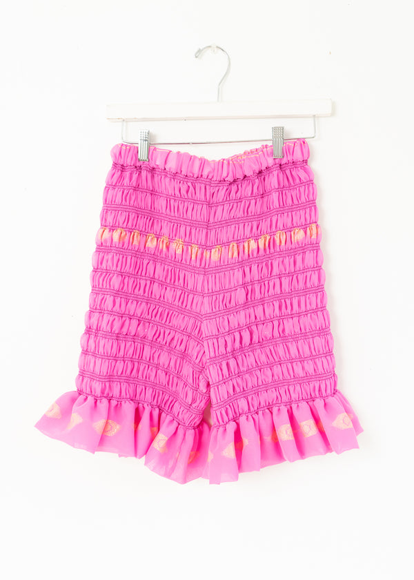 Rara Ruffle Shorts -Pink Silk Sheer gold