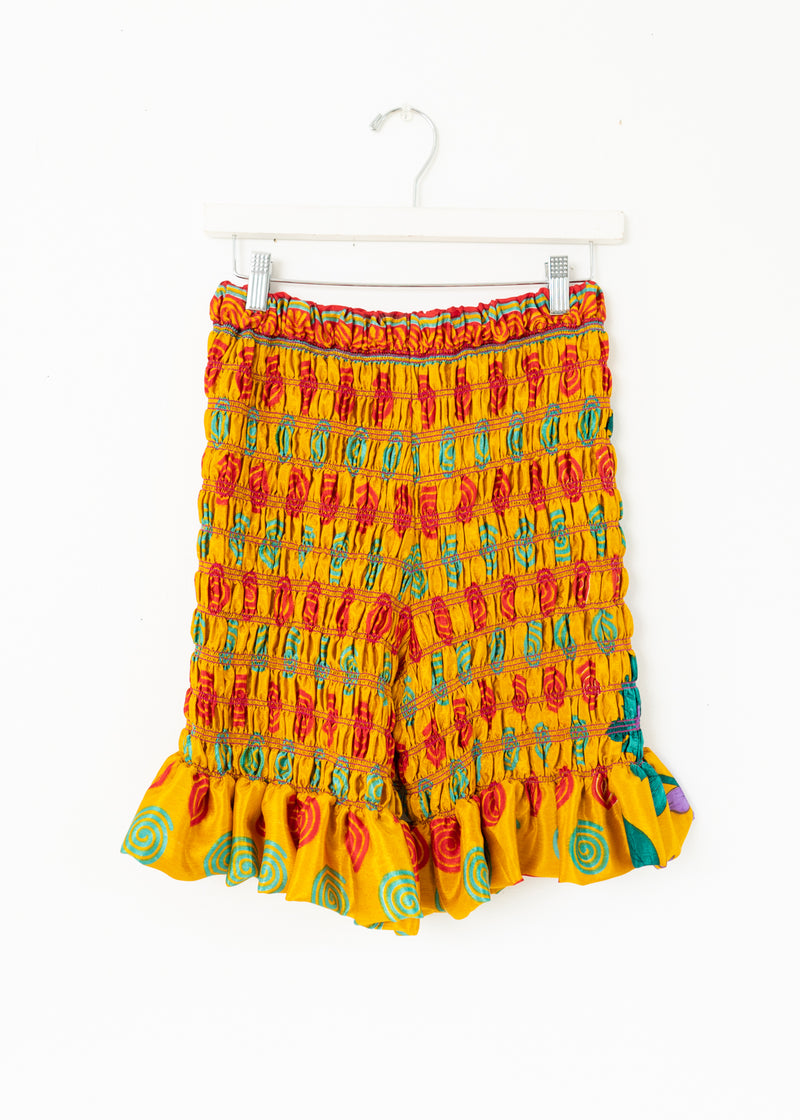 Rara Ruffle Shorts -Fun orange large flower Silk