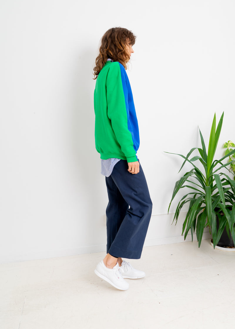 Color Field Sweatshirt- Blue and Green Down the Side