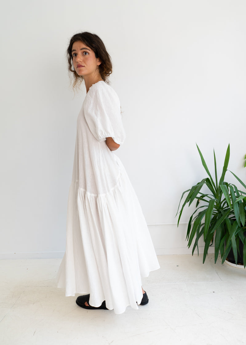 Lola Dress- White Linen