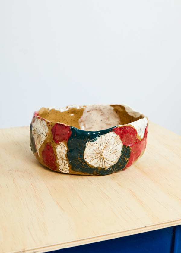 Hand built ceramic bowls-red green