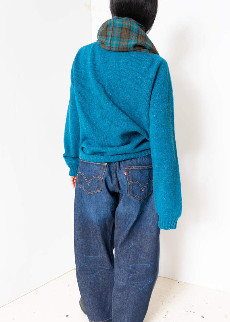 Bless Waterfall shawl sweater- teal