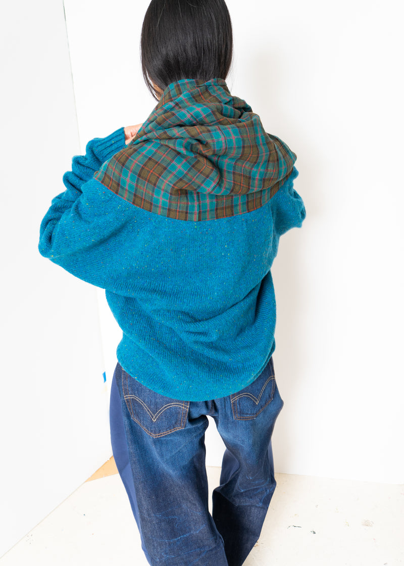 Bless Waterfall shawl sweater- teal