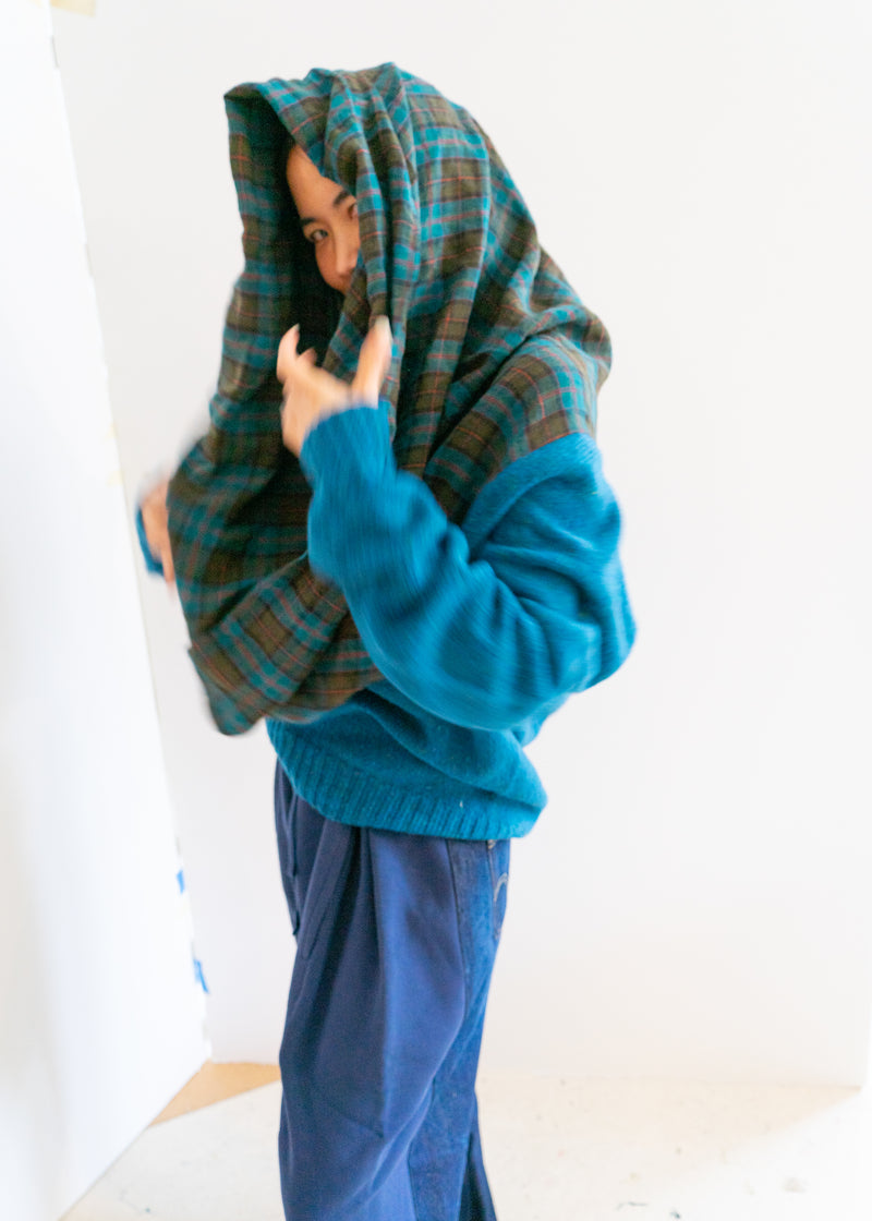 Bless Waterfall shawl sweater- teal