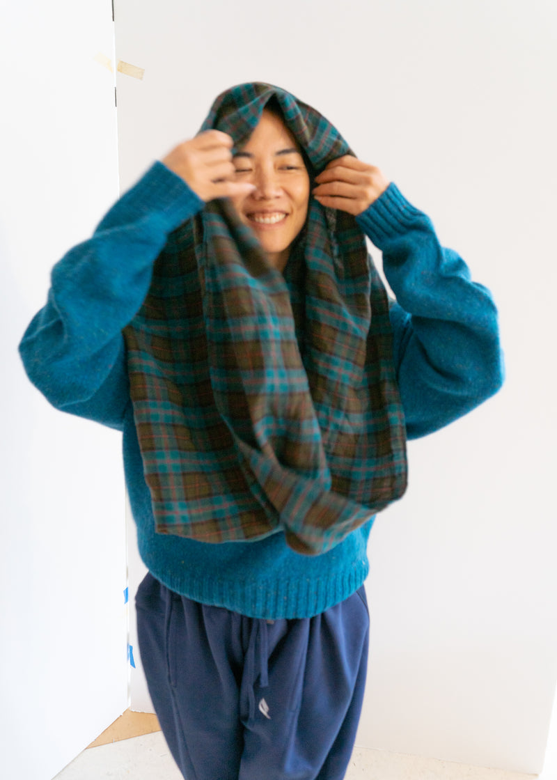 Bless Waterfall shawl sweater- teal