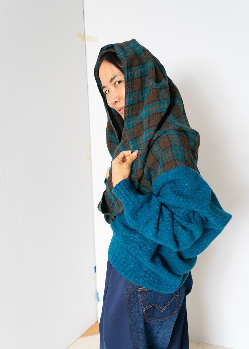 Bless Waterfall shawl sweater- teal