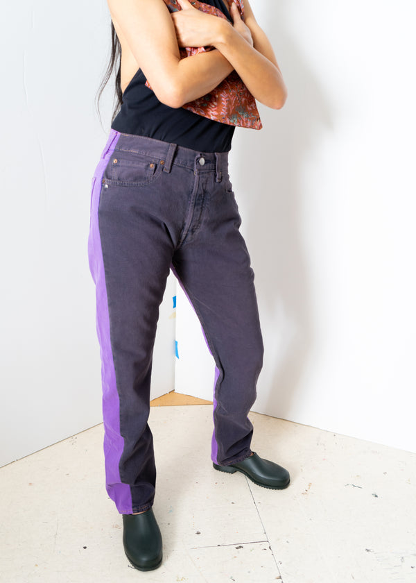 Bless jeans pleat front- washed black / purple