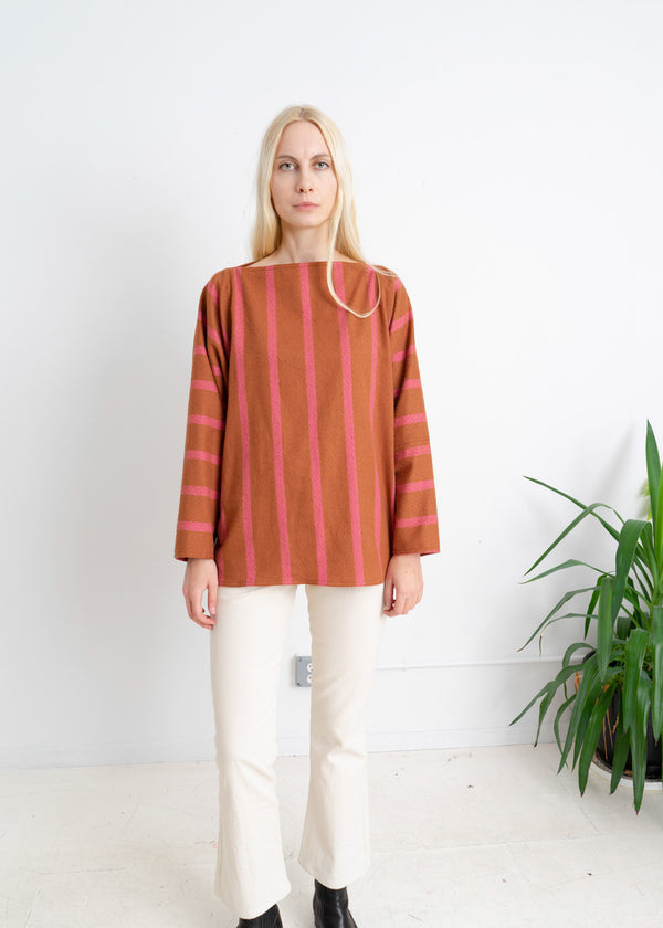 Tomi Top- Brown and pink cotton