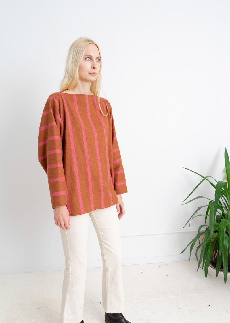Tomi Top- Brown and pink cotton