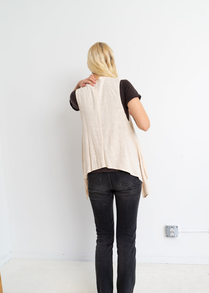 Cotton blend flared tank- off white