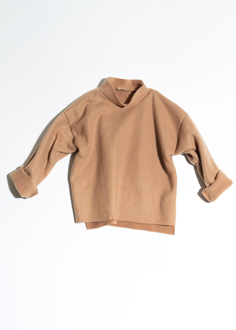 Mock Neck Sweater-Camel Fleece