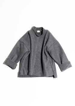 Mock Neck Sweater-Grey Fleece