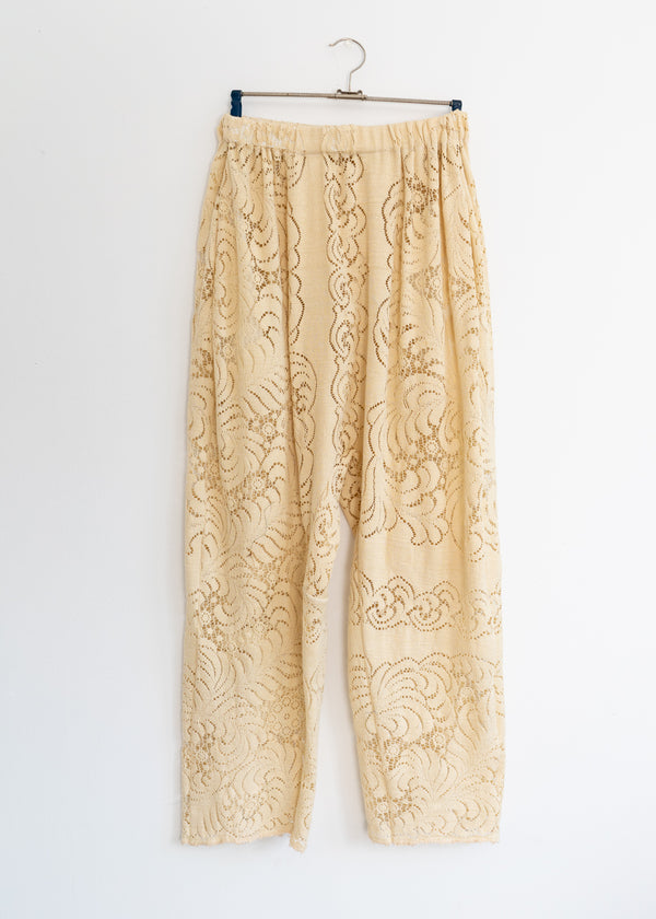 Gusset Pant- Vintage feather Lace-off white