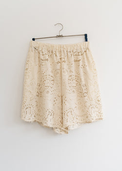 Lace Shorts- Vintage saucer floral Lace-off white