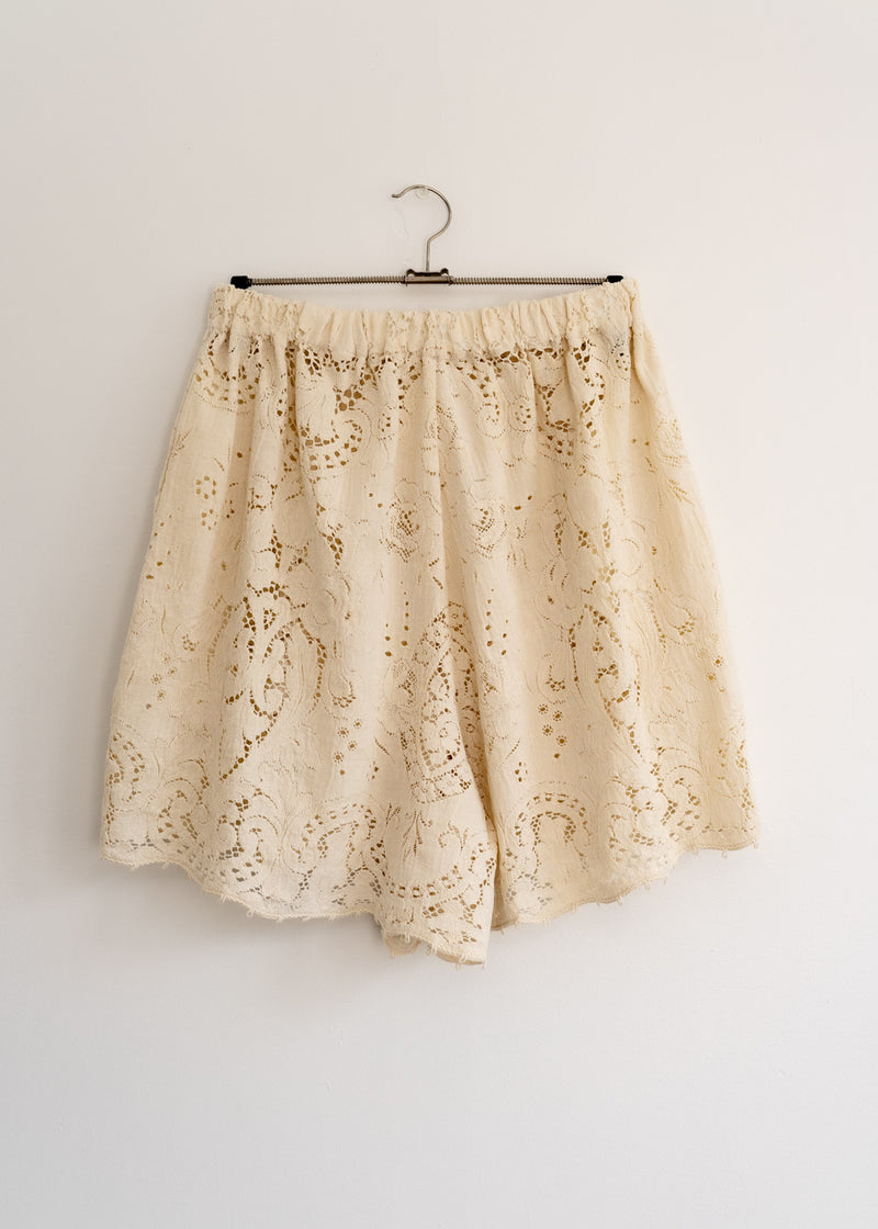 Lace Shorts- Vintage saucer floral Lace-off white