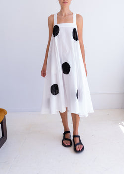 Land Dress- White w/ Dots