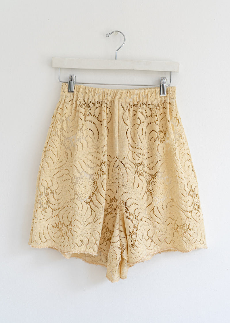 Lace Shorts- Vintage Lace-Beige Feather