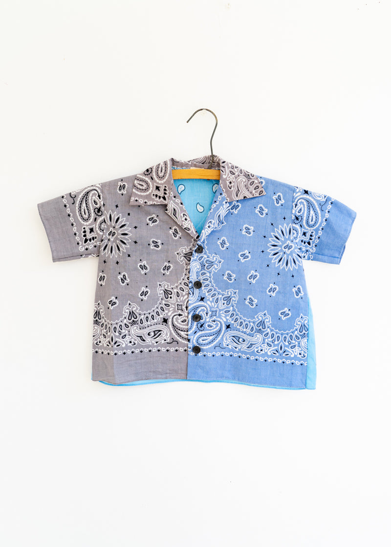 School Boy Shirt- Grey/ Periwinkle