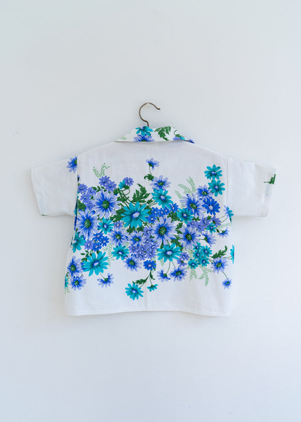 School Boy Shirt- 2y Blue Flower