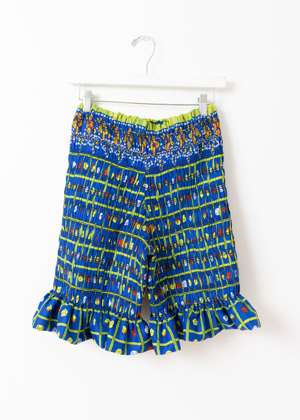 Rara Ruffle Shorts -Blue Lime Grid