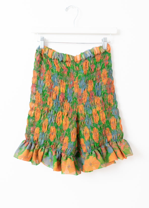 Rara Ruffle Shorts -Green Orange Floral