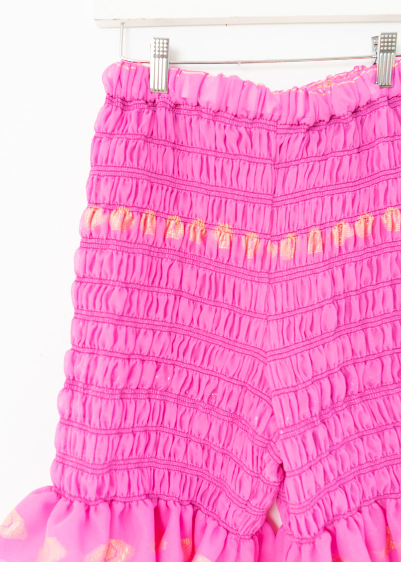 Rara Ruffle Shorts -Pink Silk Sheer gold