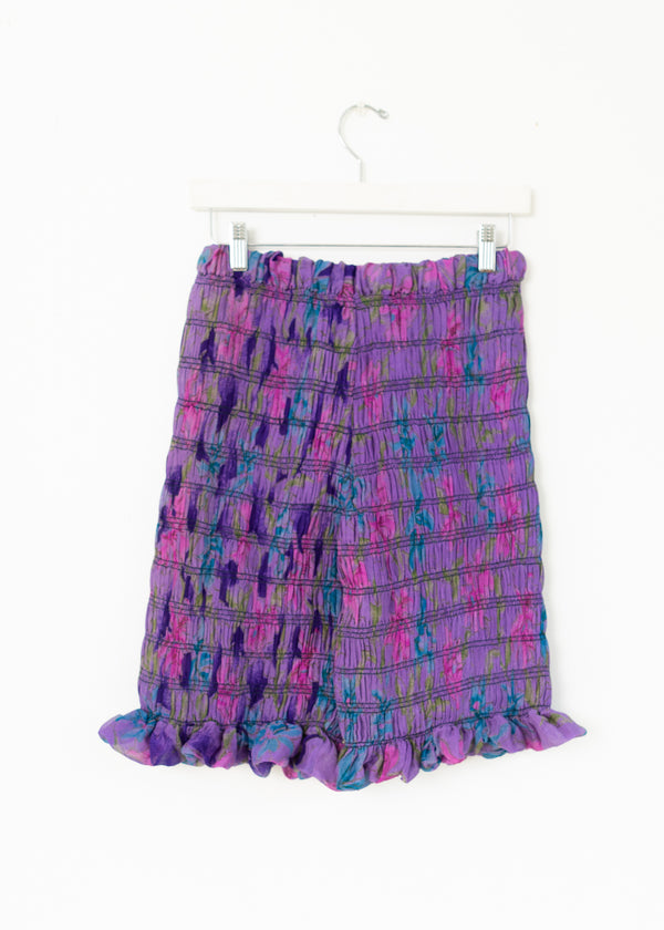 Rara Ruffle Shorts -Purple floral silk