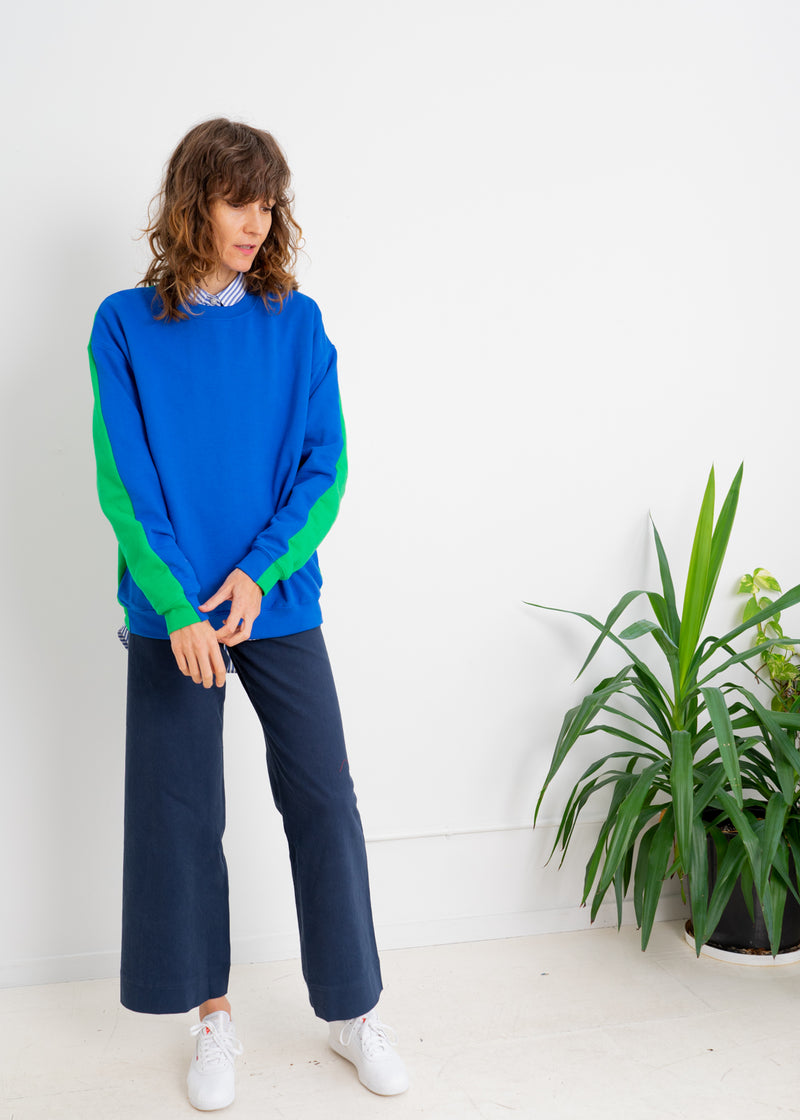 Color Field Sweatshirt- Blue and Green Down the Side