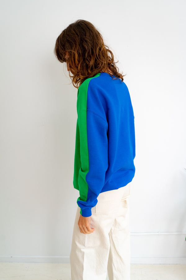 Color Field Sweatshirt- Green and Blue Down the Side