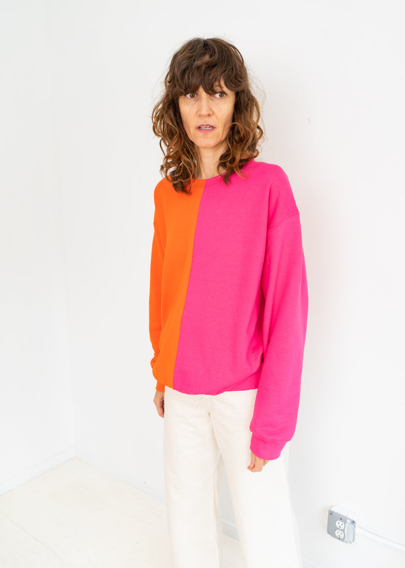 Color Field Sweatshirt- Pink and Orange Down the Center – Lai Lai
