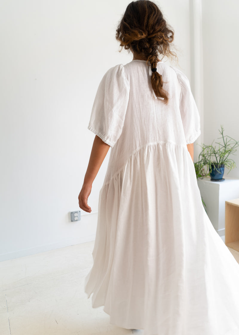 Lola Dress- White Linen