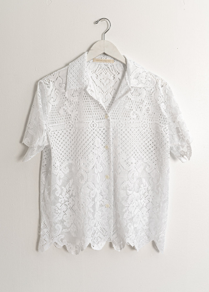 Adult School Boy Top- White Lace