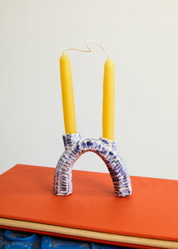 Double Candlestick holder-blue painted