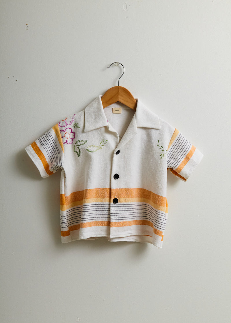 Kid's School Boy Shirt- 4y Orange Grid