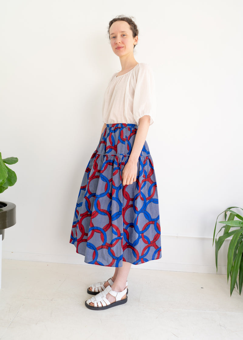 Track Skirt- Ankara Circle Print Blue Red – Lai Lai